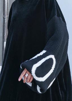 French patchwork tulle quilting clothes Sewing black Plus Size Dresses - SooLinen