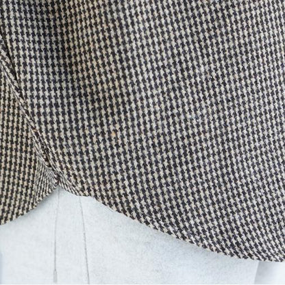 Französische karierte Baumwoll-Tunika, lässige Arbeitskleider mit Reverskragen, Frühlingsoberteile