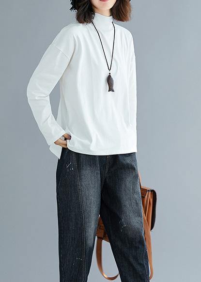 French stand collar cotton spring clothes Christmas Gifts white shirt - SooLinen