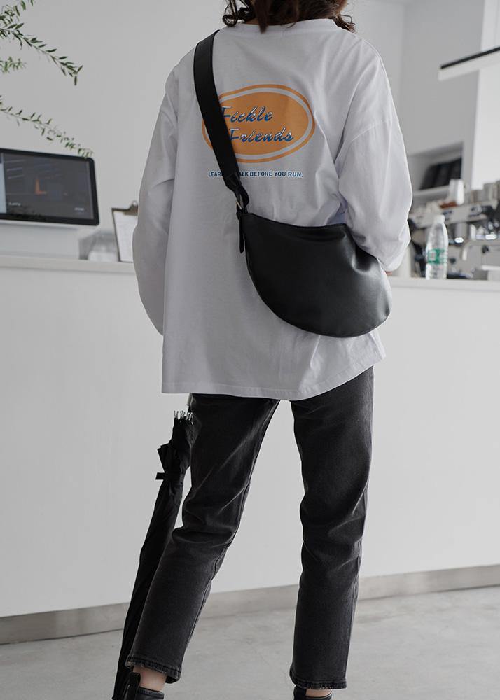 French white cotton clothes fall oversized o neck blouse - SooLinen