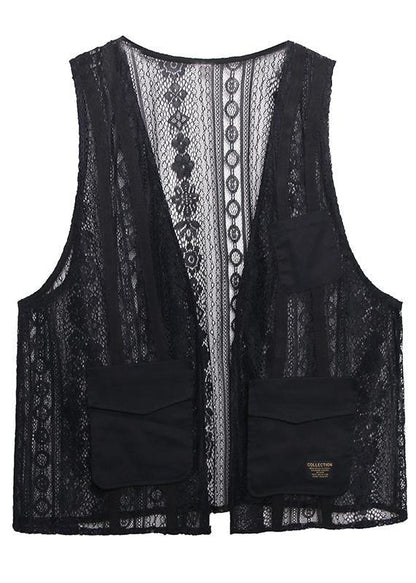 French white cotton top v neck pockets Clothing tops - SooLinen