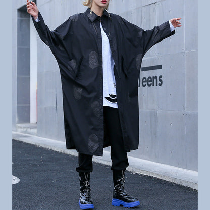 Französische weiße Baumwollkleidung mit Aufdruck Damen Feine Nähtaschen Midihemd Kleider