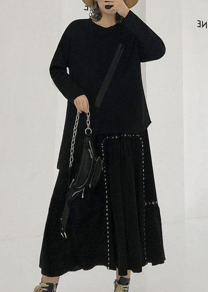 French zippered cotton box top Tutorials black asymmetric blouses fall - SooLinen