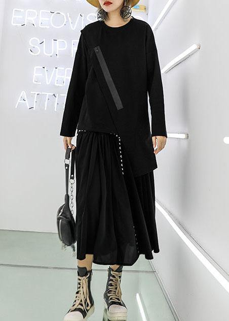 French zippered cotton box top Tutorials black asymmetric blouses fall - SooLinen