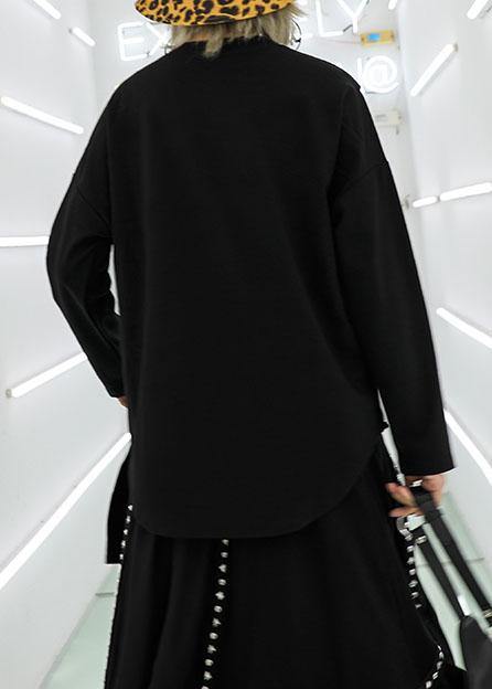 French zippered cotton box top Tutorials black asymmetric blouses fall - SooLinen