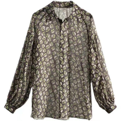 Französische Schokoladendruck-Oberteile aus Baumwolle und Leinen für Damen, Bio-Tutorials, Button-Down-Kleider, Hemden