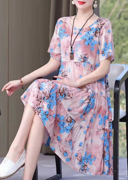 Französisch rot druck Baumwolle kleidung o neck taschen Kunst sommer Kleider