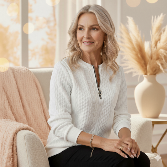 Suéter de punto trenzado con cremallera