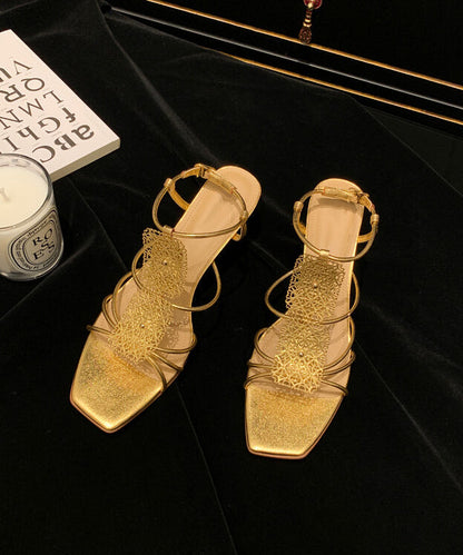Gold Sandalen High Heel Kunstleder Frauen Spleißen Peep Toe