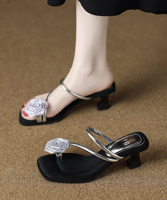 Golden Flower Faux Leather Unique Peep Toe Thong Sandals
