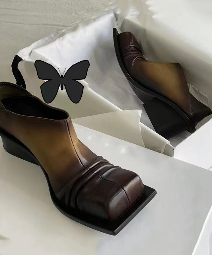 Farbverlauf Braun Splicing Klobige High Heels