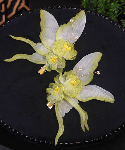 Gradient Color Light Green Alloy Organza Butterfly A Pair Hairpin