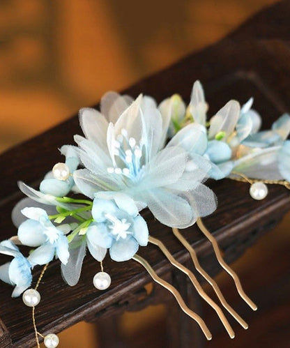 Gradient Color Sterling Silver Overgild Floral Tassel Hairpin Two-Piece Set