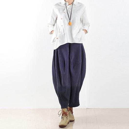 Farbverlauf blaue Haremshose Boho Leinenhose lockere Hose Plus Size