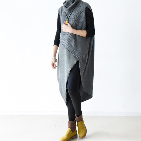 Graue Pullover Set warme Strickkleider zwei Stücke Kreuz Design 2018 Frühling