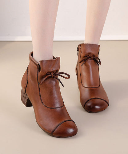 Grüne Stiefel mit klobigem Absatz und einzigartigem Spleißstiefel aus Rindsleder