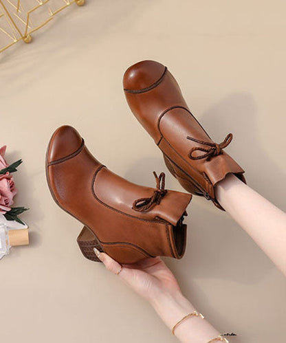 Grüne Stiefel mit klobigem Absatz und einzigartigem Spleißstiefel aus Rindsleder