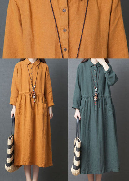 Vestidos con botones verdes y cuello Peter Pan para primavera