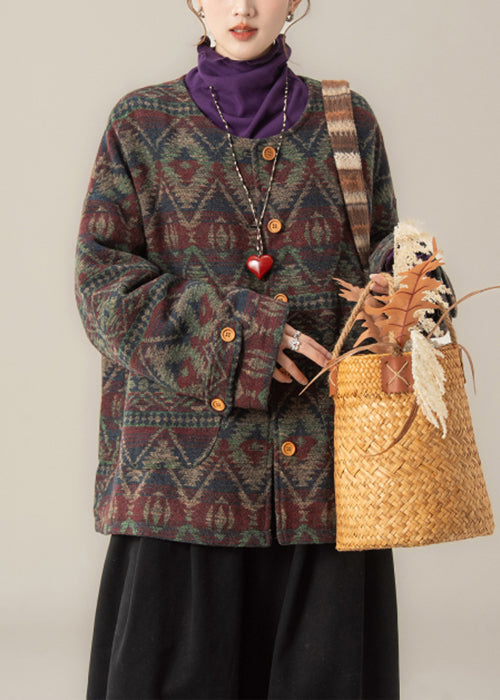 Grüner, übergroßer Parka mit Knopftaschen, Baumwollfüllung und Rundhalsausschnitt