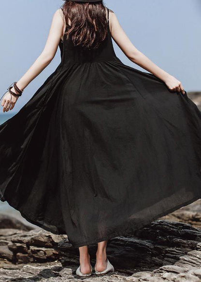 Green Chic cotton clothes fine Summer Solid Color Double Layer Hem Dress - SooLinen