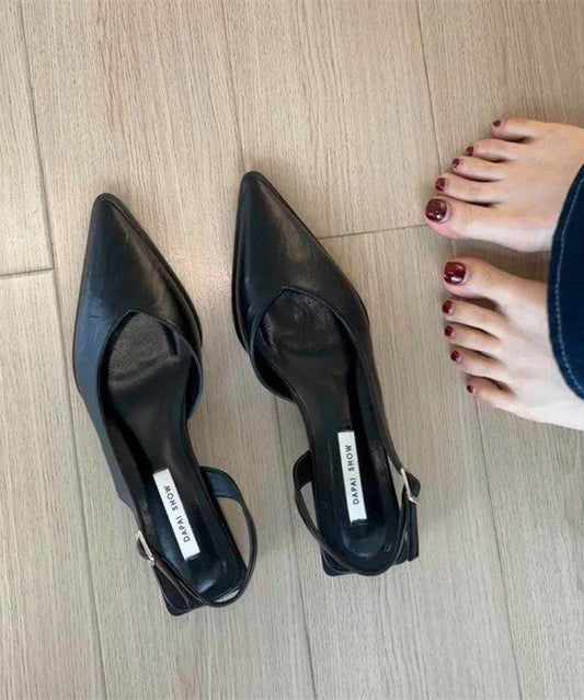 Green Chunky Faux Leather Chic Splicing Sandals Pointed Toe
