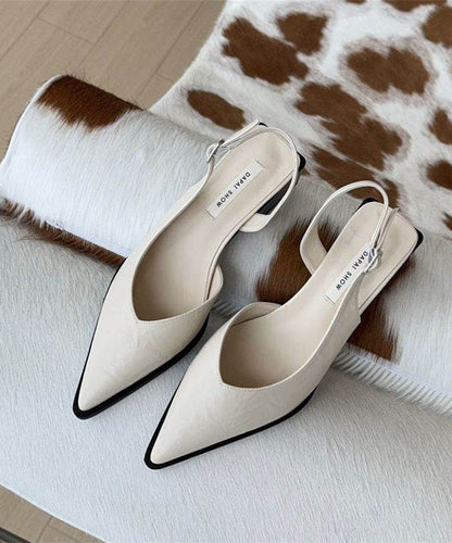 Green Chunky Faux Leather Chic Splicing Sandals Pointed Toe