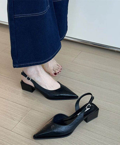 Green Chunky Faux Leather Chic Splicing Sandals Pointed Toe