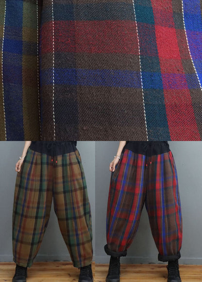 Grüne Schokolade Plaid Patchwork Feine Baumwolle gefüllt Hose Winter