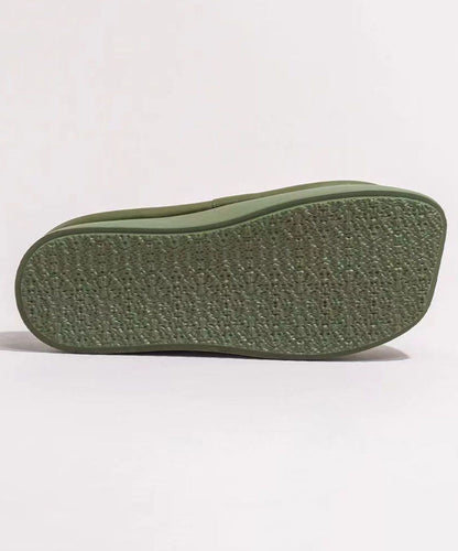 Grüne, bequeme Plateau-Sandalen aus Kunstleder mit Spleiß