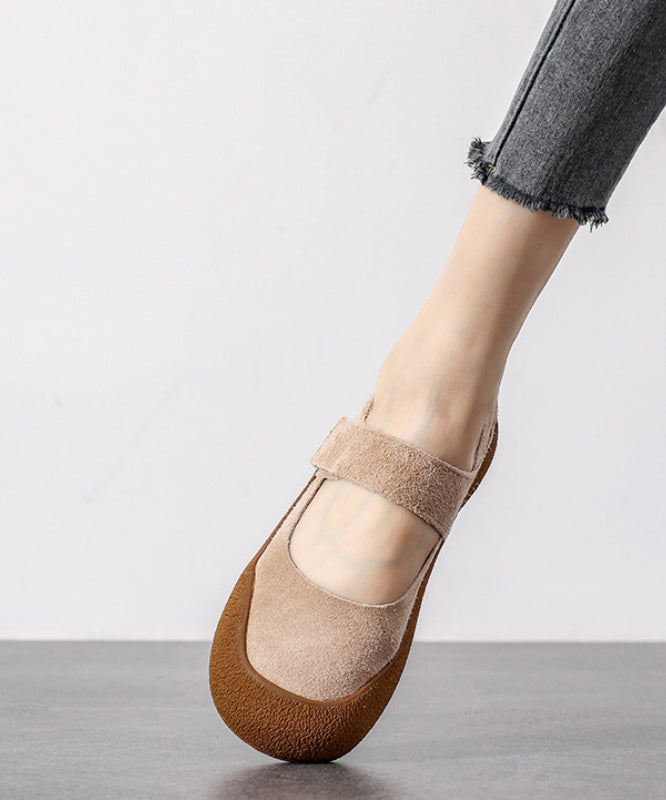 Green Flats Platform Suede Casual Splicing Buckle Strap