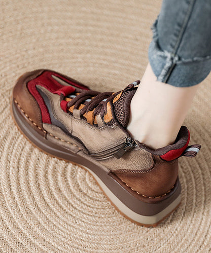 Grüne Schnürstiefel mit Plateauabsatz aus Rindsleder