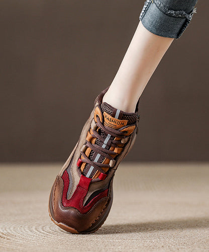 Grüne Schnürstiefel mit Plateauabsatz aus Rindsleder