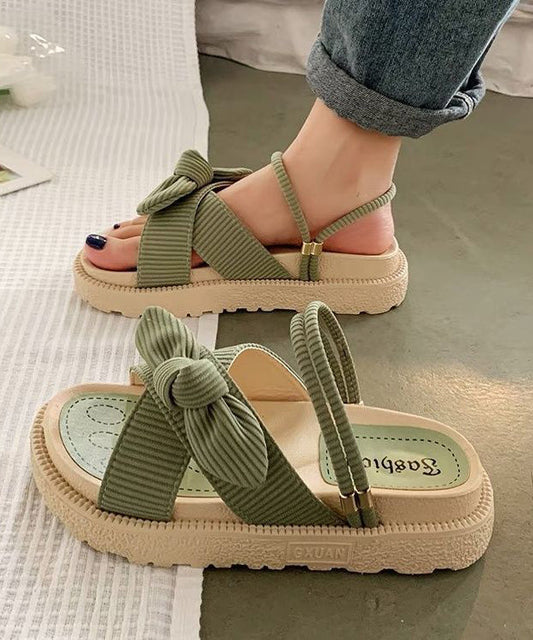 Grüne Plattform Frauen Stilvolle Splicing Slide Sandalen Peep Toe
