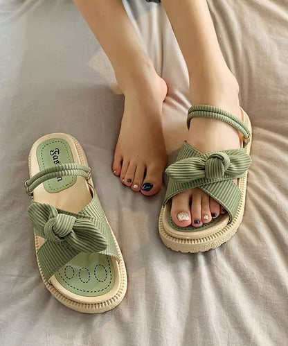 Grüne Plattform Frauen Stilvolle Splicing Slide Sandalen Peep Toe