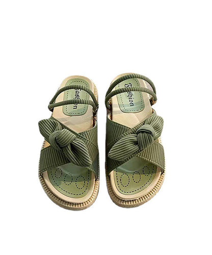 Grüne Plattform Frauen Stilvolle Splicing Slide Sandalen Peep Toe