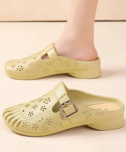 Green Splicing Casual Hollow Out Slide Sandals