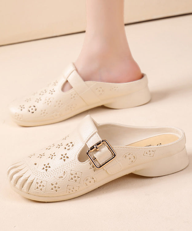 Green Splicing Casual Hollow Out Slide Sandals