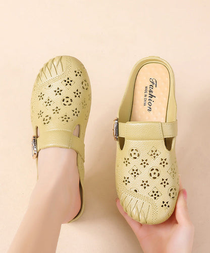 Green Splicing Casual Hollow Out Slide Sandals