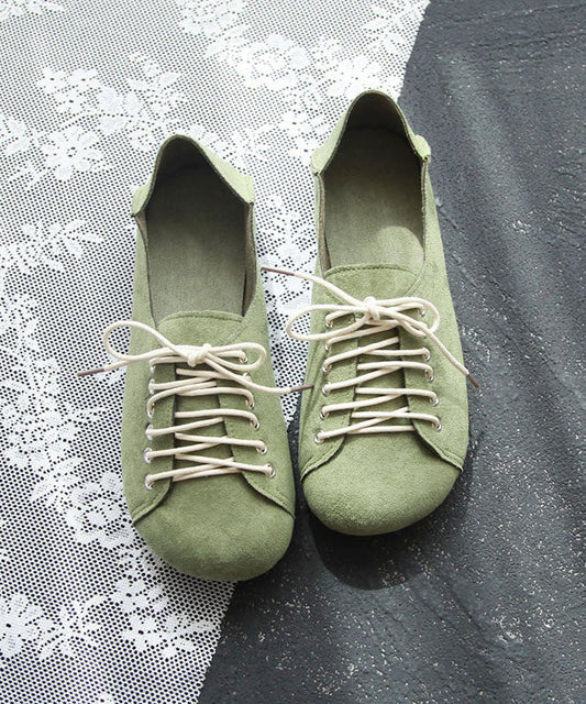 Green Suede 2026 Splicing Lace Up Penny Loafers