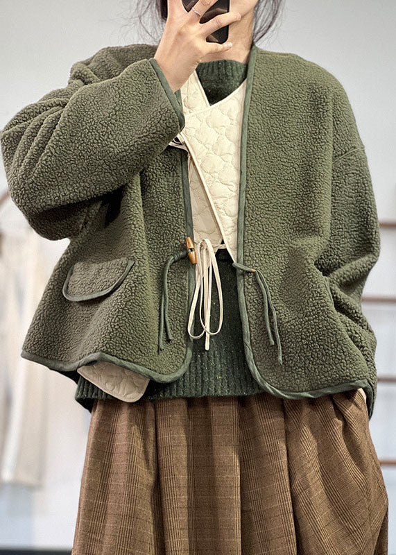 Grün Warm Teddy Kunstpelz Lose Mäntel Übergroßen Winter