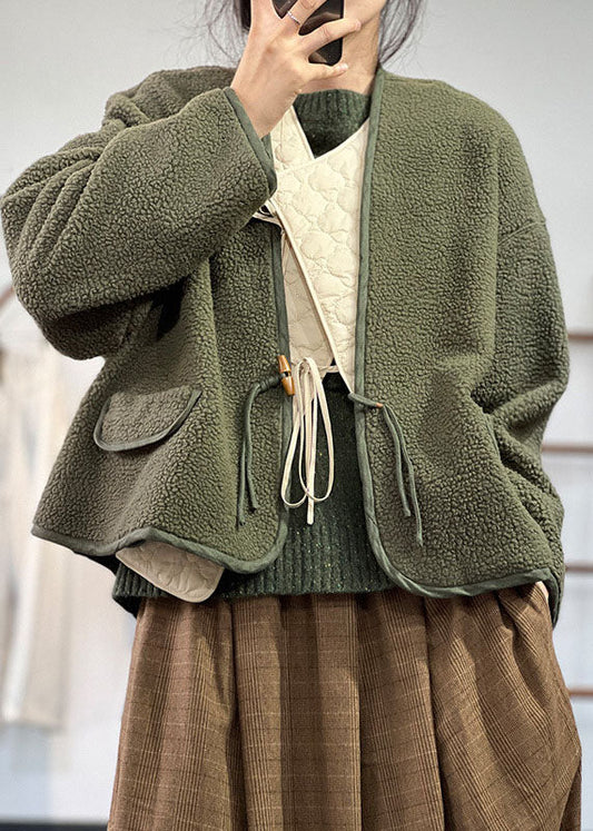 Grün Warm Teddy Kunstpelz Lose Mäntel Übergroßen Winter