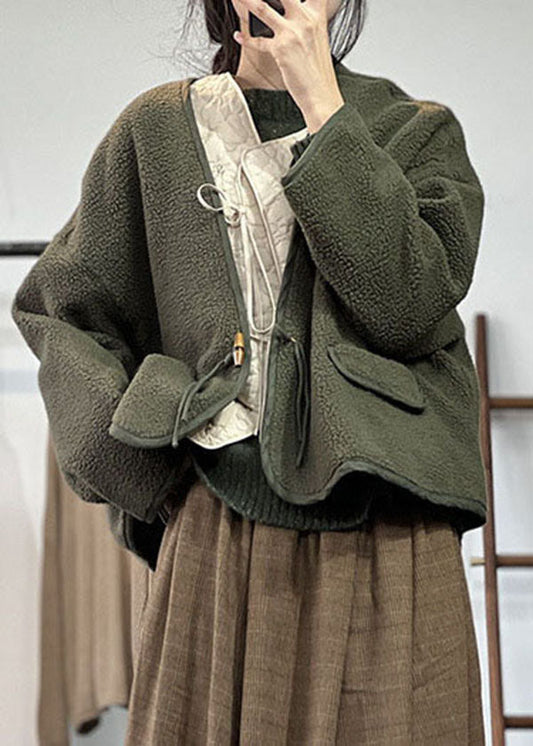 Grün Warm Teddy Kunstpelz Lose Mäntel Übergroßen Winter