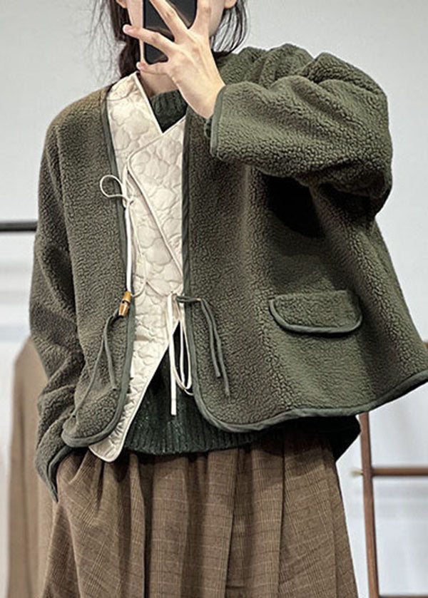 Grün Warm Teddy Kunstpelz Lose Mäntel Übergroßen Winter