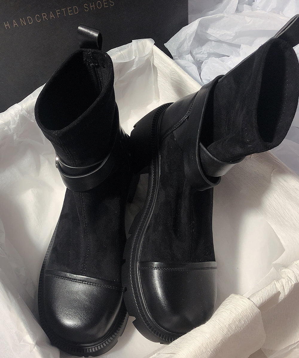 Graue Rindsleder-Stiefel mit schicken Wildlederdetails