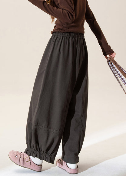 Grey Elastic Waist Tie Waist Lantern Pants Spring