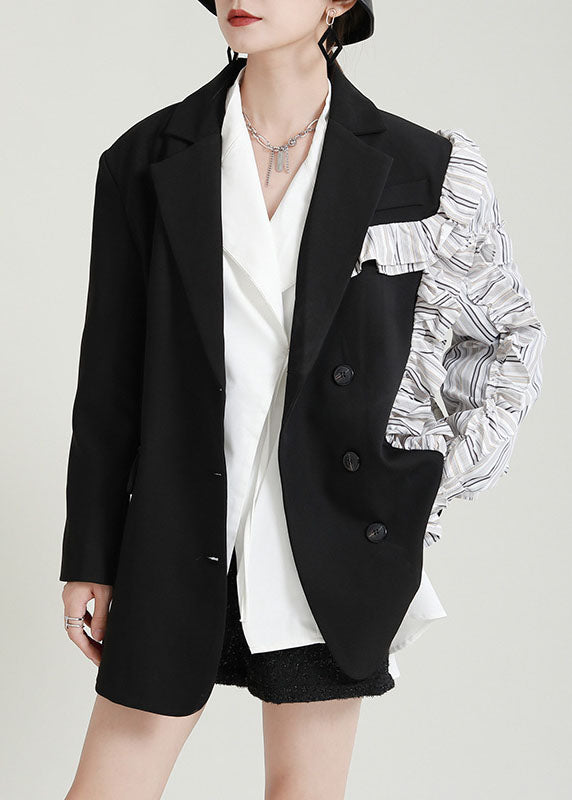 Grau PeterPan Kragen Patchwork Rüschen Herbst Mäntel Lange ärmel