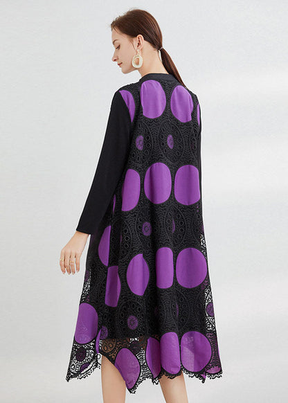 Graue Mode Hollow Out Lace Kleider V-Ausschnitt Frühling