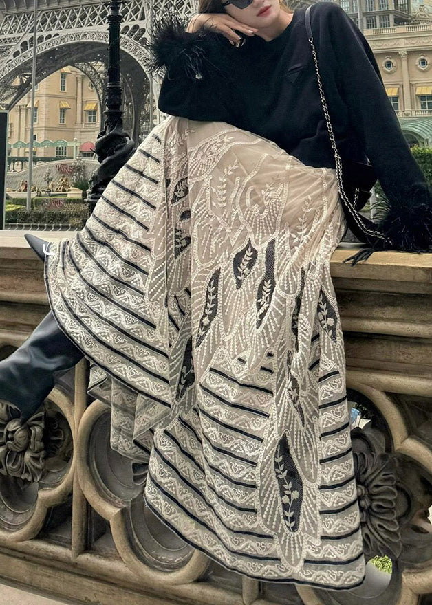 Handmade Apricot Embroidered Exra Large Hem Tulle Maxi Dress Sleeveless