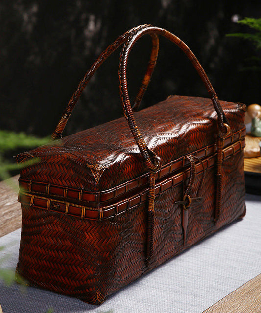 Handmade Bamboo Weaving Brown Tote Bag