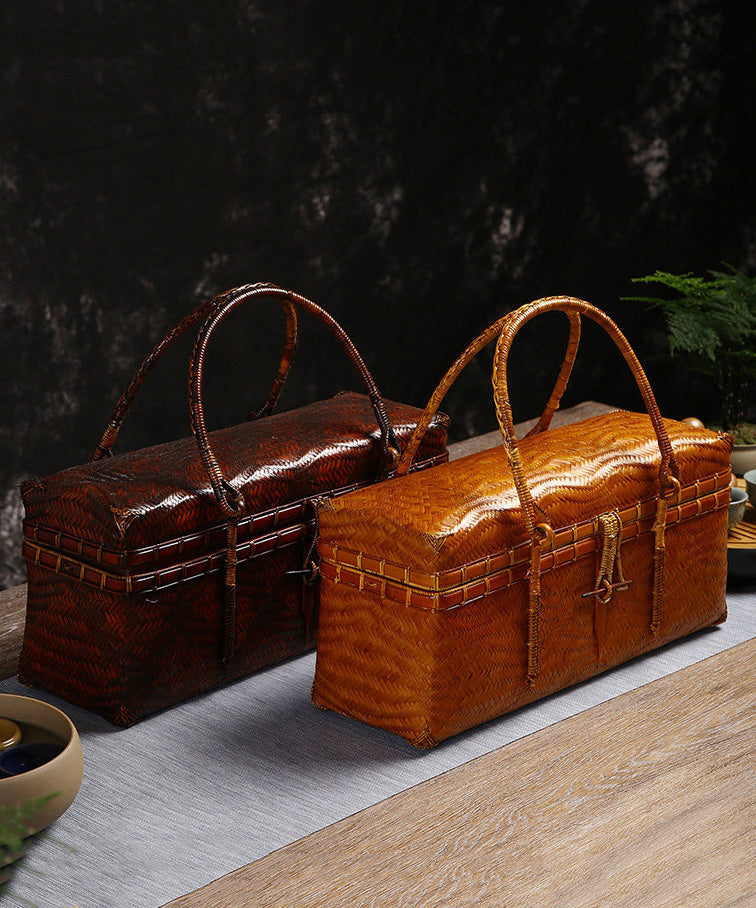 Handmade Bamboo Weaving Brown Tote Bag